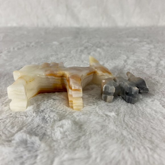 Vintage Mexico Carved Onyx Donkey Mule Burro set of 2 - Picture 5 of 6